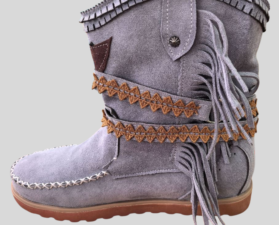 Liliana | Boho Cowboy Enkelboots met Speelse Fringes