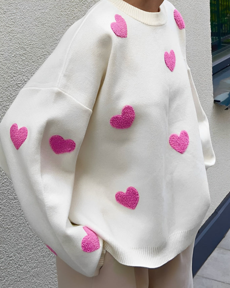 Love | Luxe Oversized Sweater met Hartjesprint