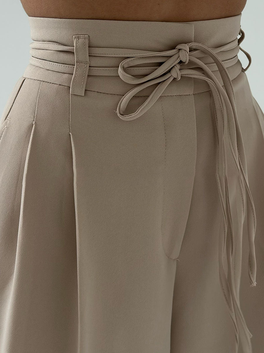 Pantalon palazzo élégant et léger pour femmes avec taille haute