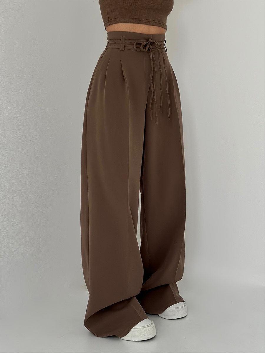 Pantalon palazzo élégant et léger pour femmes avec taille haute