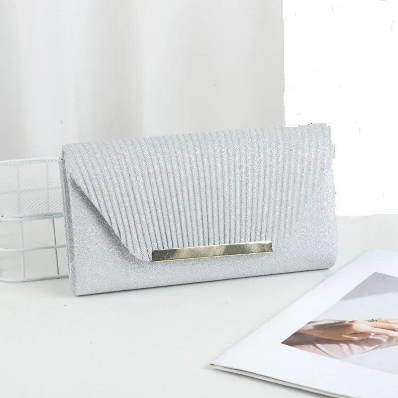 Licia | Glinsterende Avondclutch met Plisséstructuur