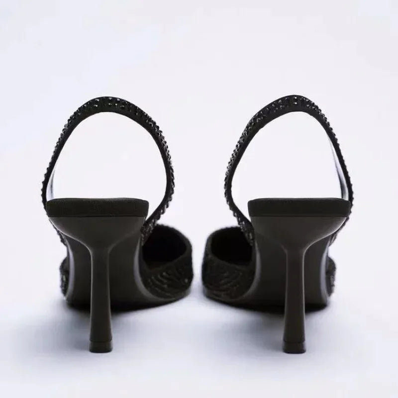 Jaiza | Escarpins slingback pointus ornés de strass