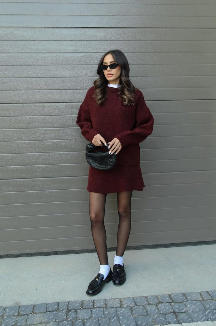 Beau | Cozy Knit 2-Piece Sweater and Skirt Set