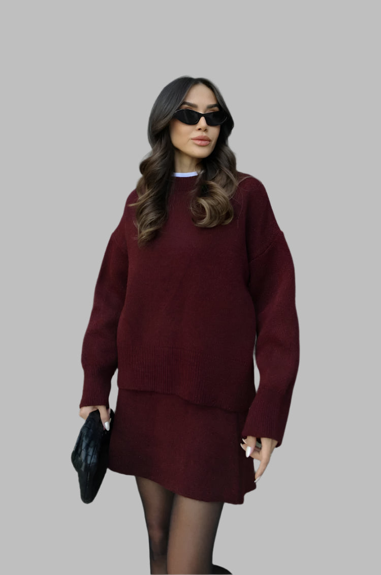 Beau | Cozy Knit 2-Piece Sweater and Skirt Set