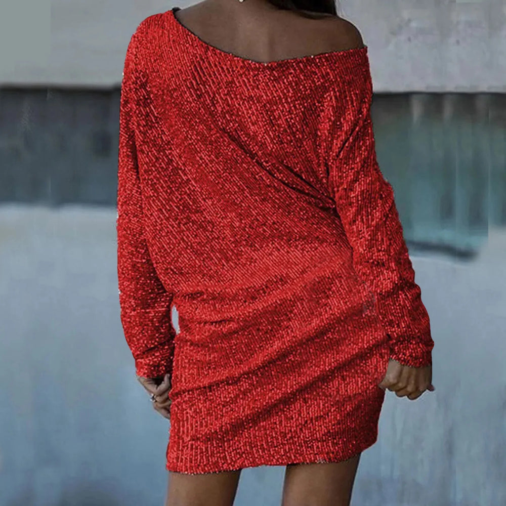 Annie | Robe scintillante à paillettes avec look épaules dénudées