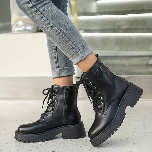 Kiaria | Combat Boots met Chunky Zool en Ritsdetail