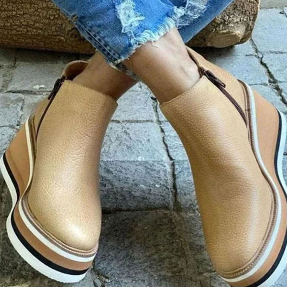 Freya | Women's Platform Wedge Slip-On Chelsea Boots