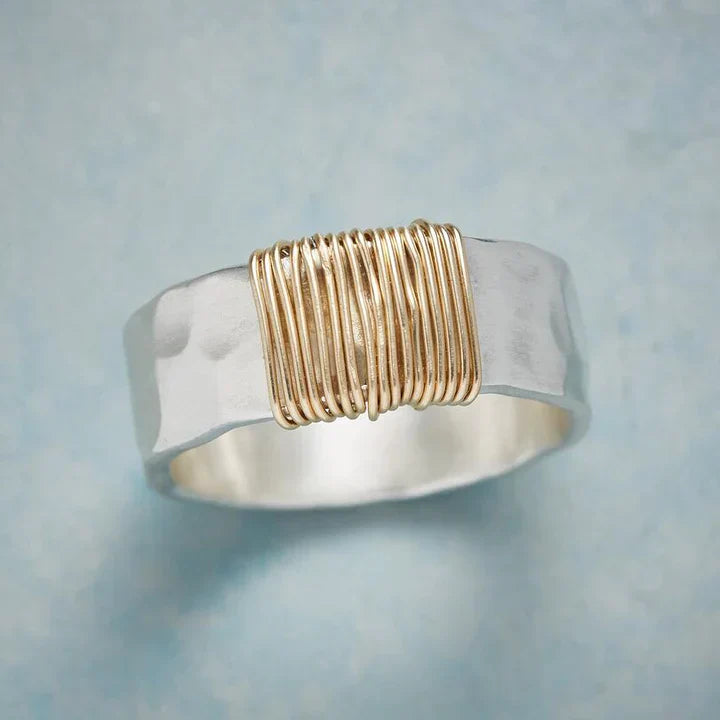 Vintage Zilveren Ring met Gouden Gloeidraad