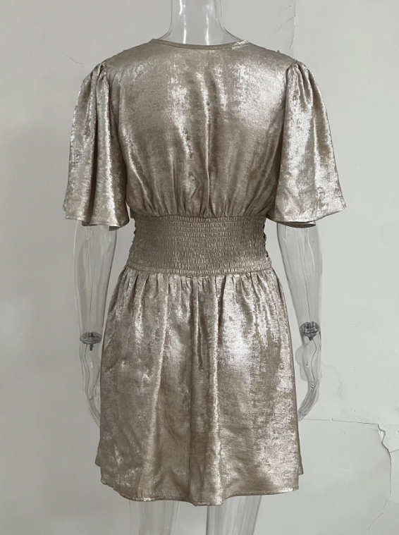 Daphne | Goudkleurige Elegante Mini Jurk