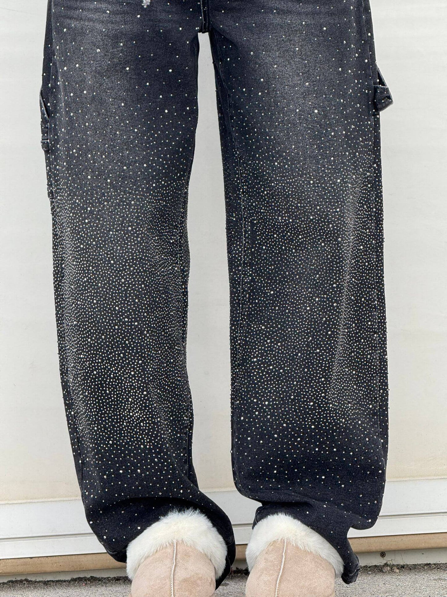 Trendy Baggy Jeans Voor Vrouwen Met Strass En Wijde Pijpen
