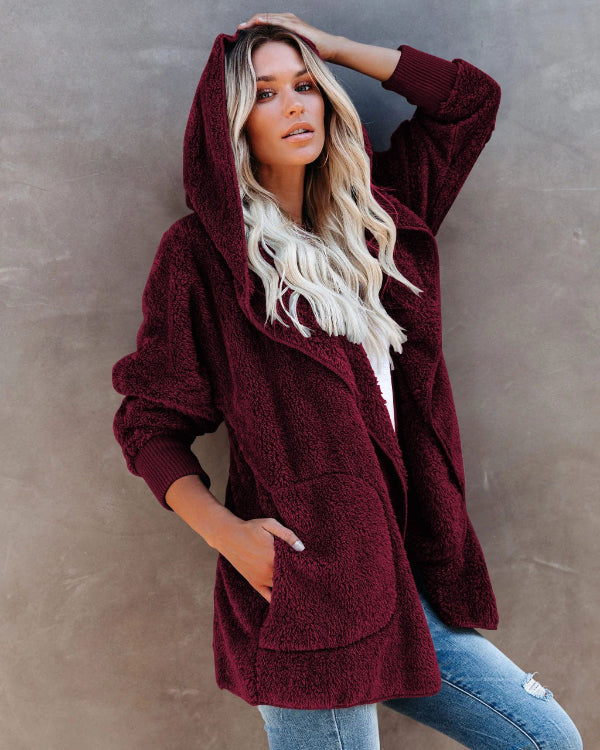 Comfortabele Oversized Dames Teddy Vest met Hoodie