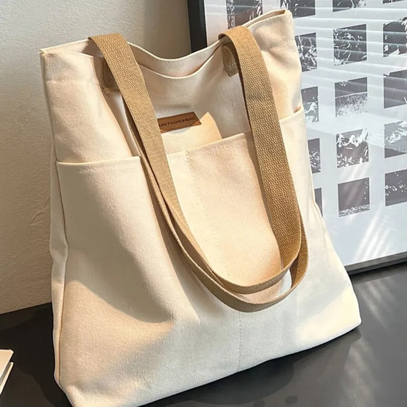 Leola | Sac épaule en toile minimaliste avec poches doubles