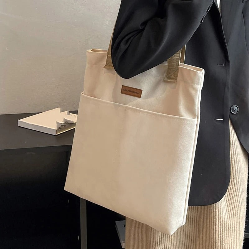 Leola | Sac épaule en toile minimaliste avec poches doubles