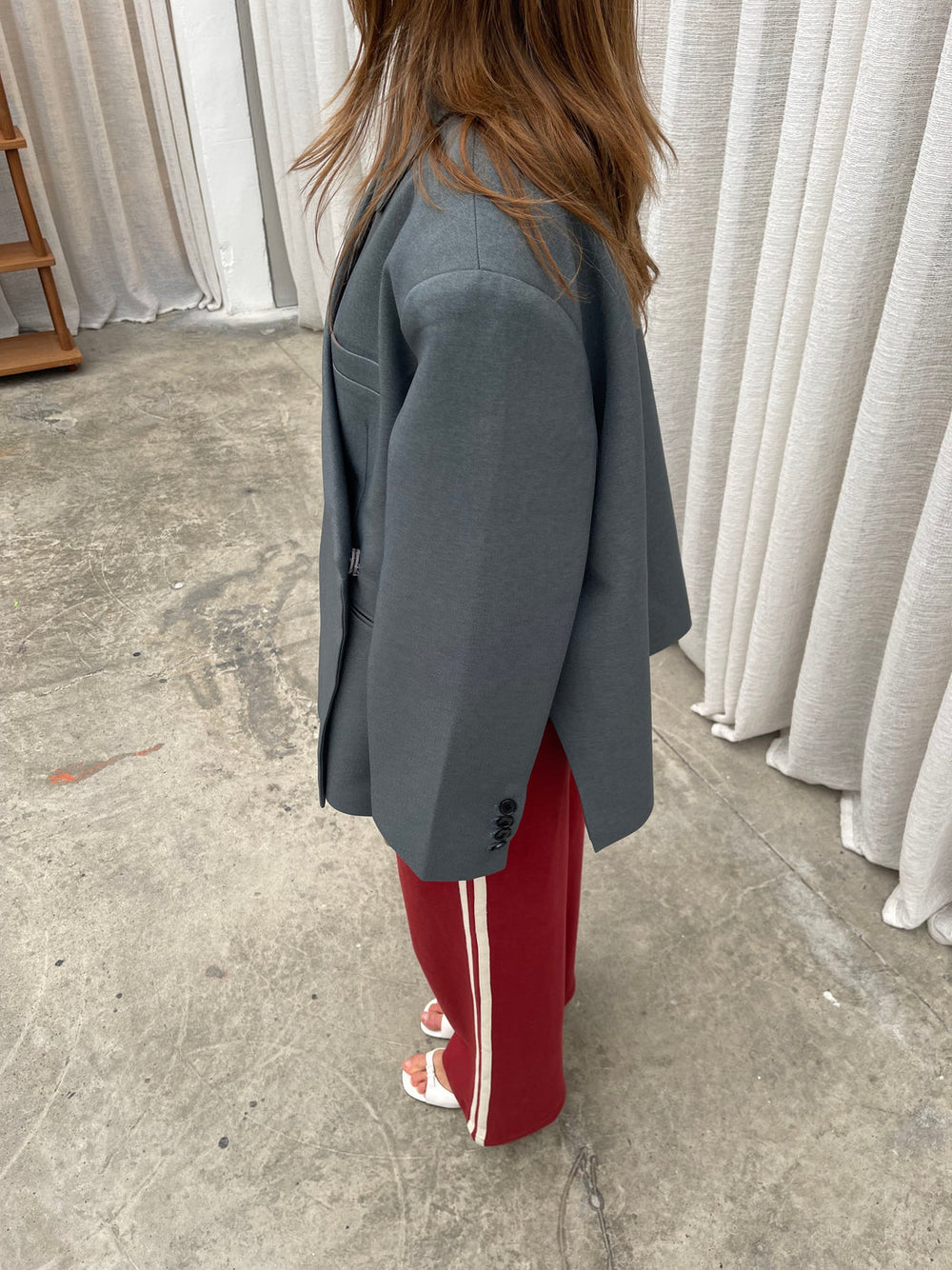 Oversize Stylowa Damska Marynarka z Prostymi Ramionami