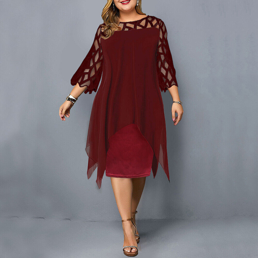 Robe midi stylée avec superposition asymétrique en chiffon