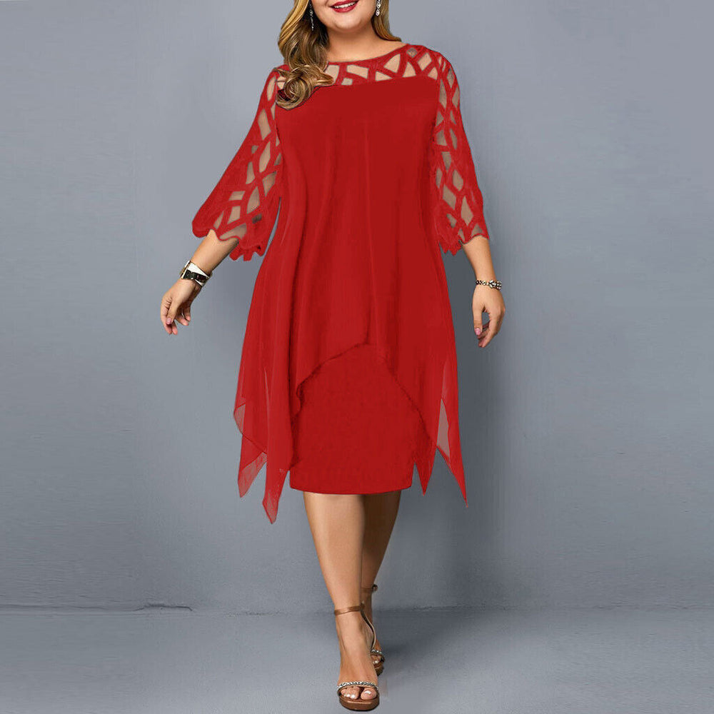 Robe midi stylée avec superposition asymétrique en chiffon