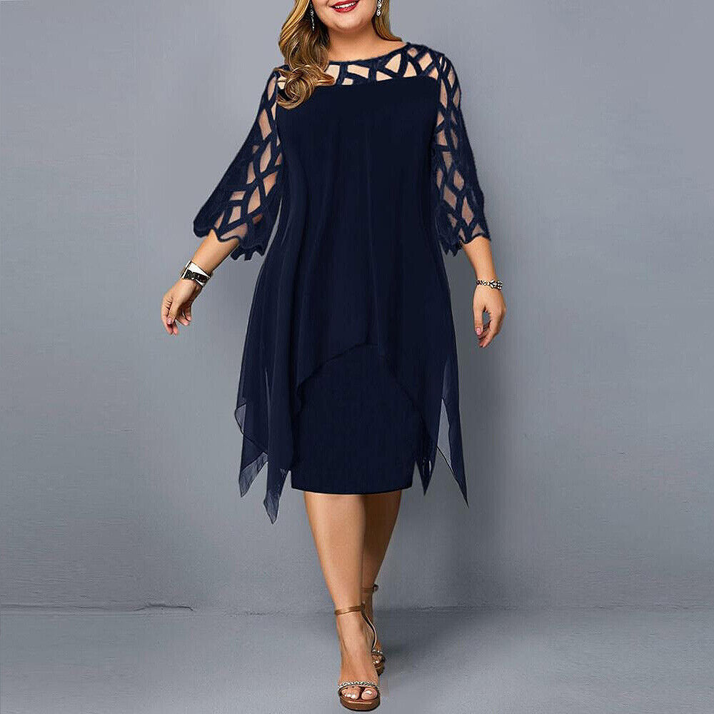 Robe midi stylée avec superposition asymétrique en chiffon