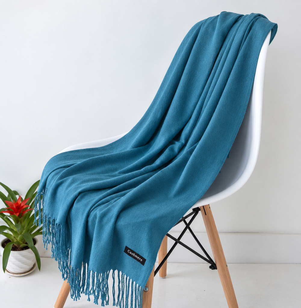 Écharpe en cachemire chaude et luxueuse avec franges