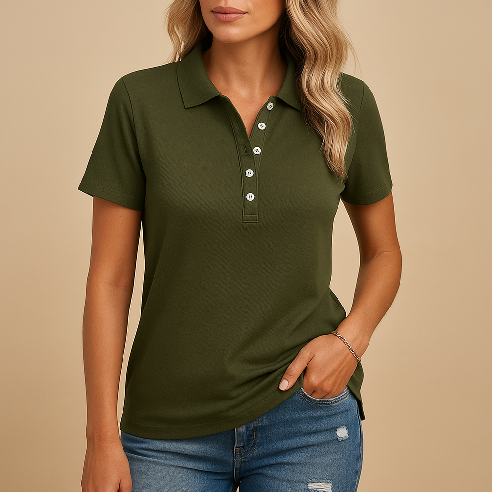 Polo Décontracté pour Femme avec Manches Courtes et Coupe Droite