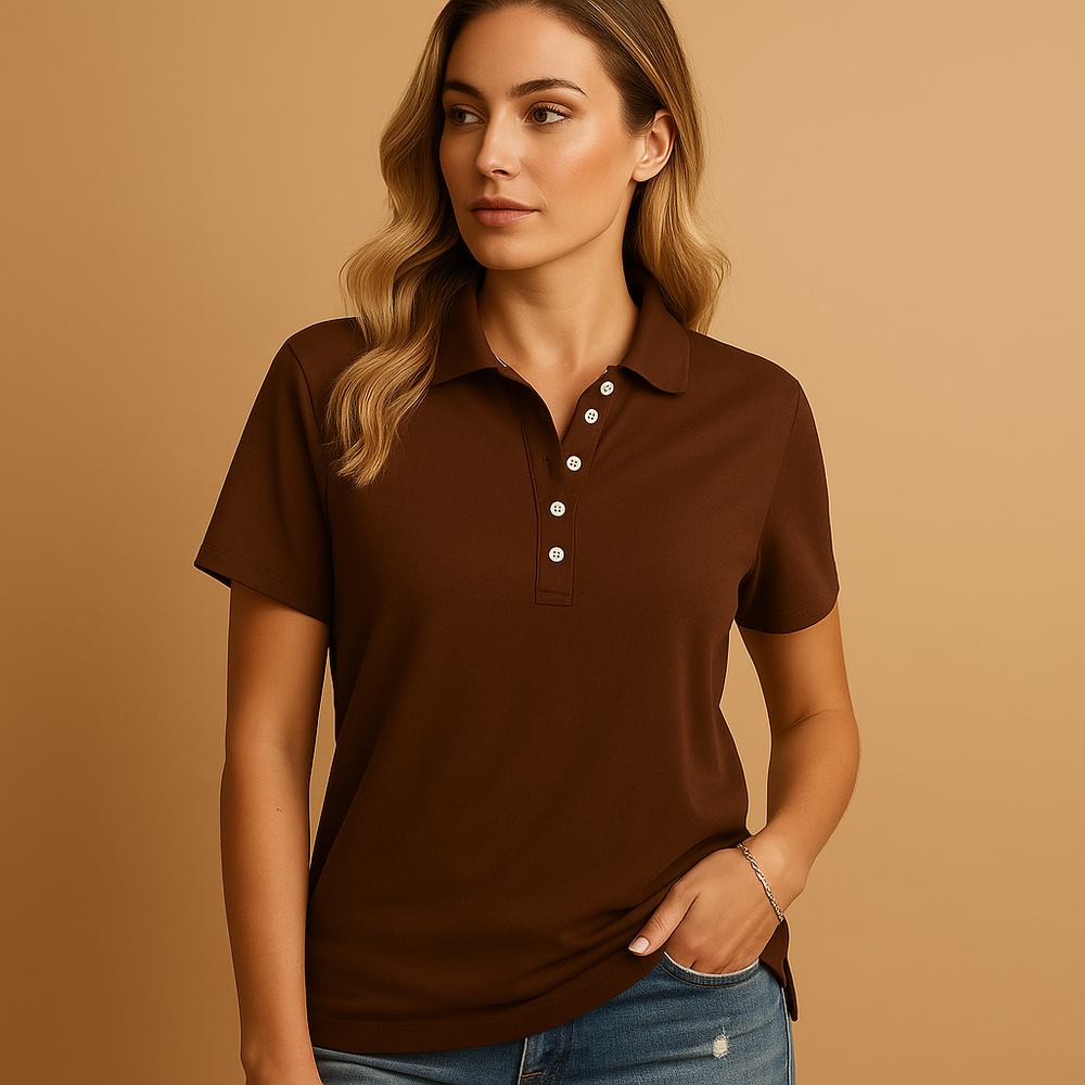 Polo Décontracté pour Femme avec Manches Courtes et Coupe Droite