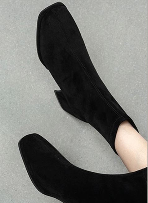 Bottines Noires Élégantes Femme avec Petit Talon Bloc
