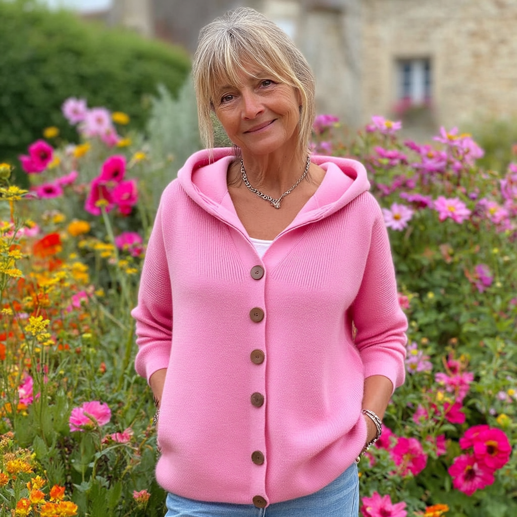 Zachte Dames Cardigan met Capuchon en Knoopsluiting