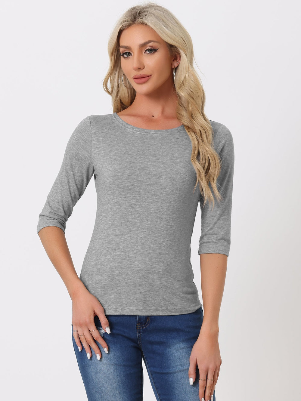 Chemise Douce Femme Coupe Slim et Manches 3/4