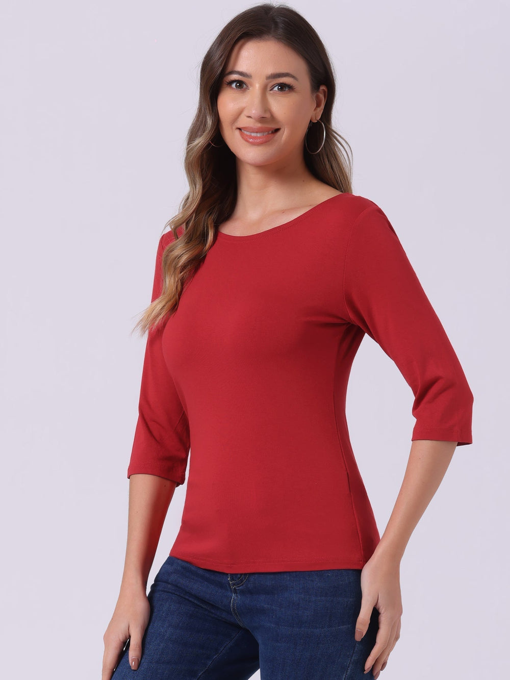 Chemise Douce Femme Coupe Slim et Manches 3/4