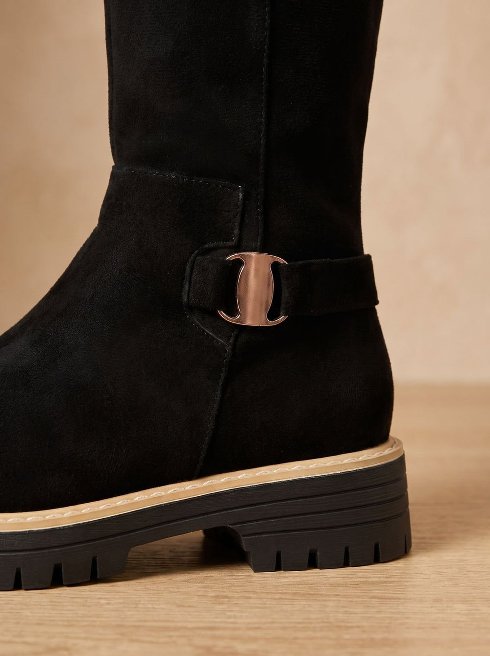Women's Suede-Look Low Block Heel Knee High Boots