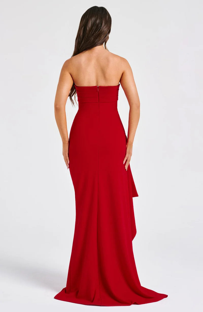 Robe de soirée maxi bustier fendue pour femmes