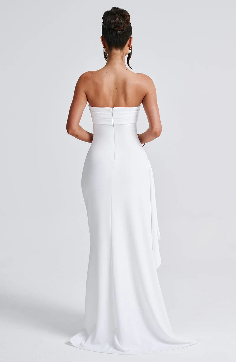 Robe de soirée maxi bustier fendue pour femmes