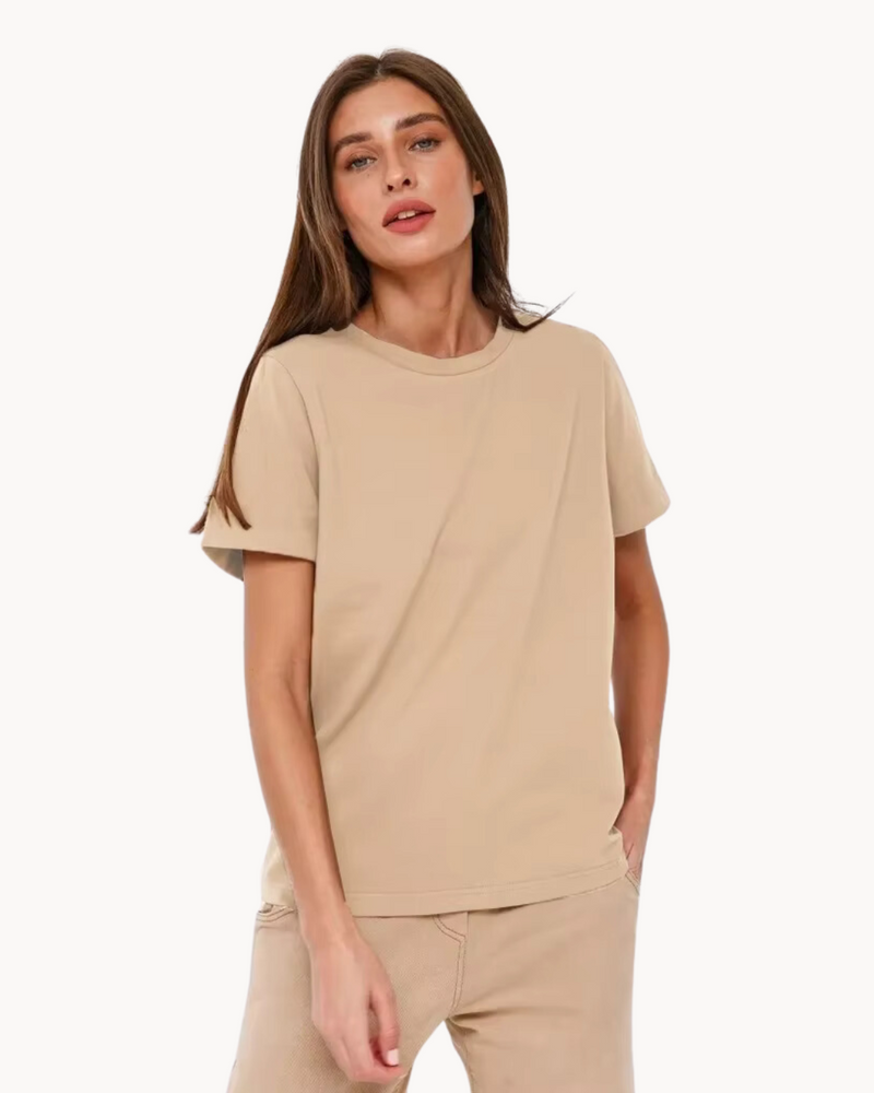 Basic Katoenen T Shirt Met Ronde Hals Voor Dames