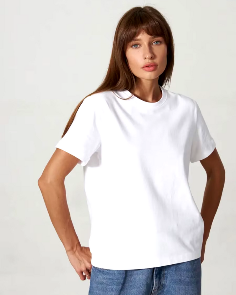 Basic Katoenen T Shirt Met Ronde Hals Voor Dames