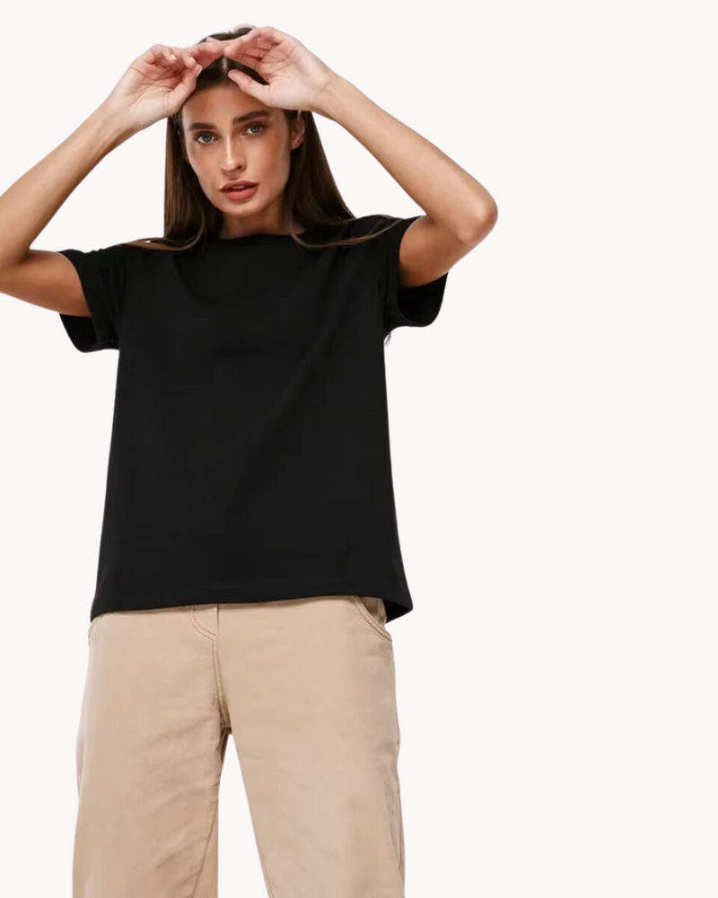 Basic Katoenen T Shirt Met Ronde Hals Voor Dames