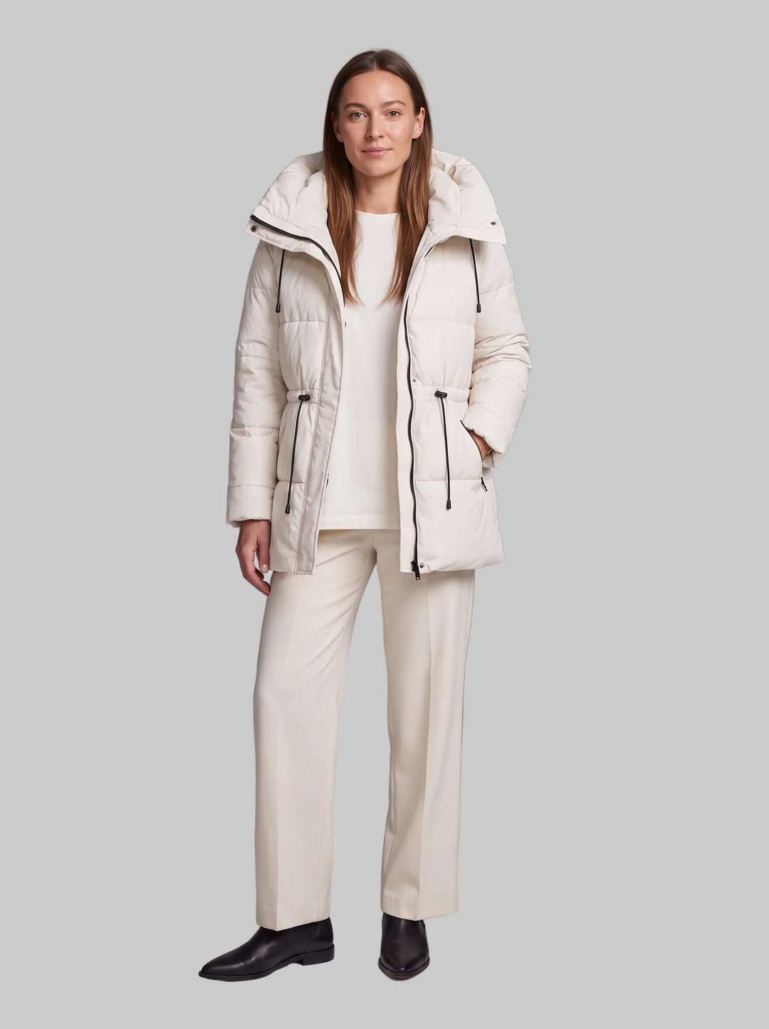 Gewatteerde Dames Winterparka met Capuchon en Tunnelkoord