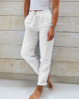 Pantalon Décontracté pour Femme avec Taille Élastique et Cordon