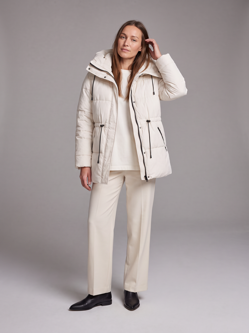 Gewatteerde Dames Winterparka met Capuchon en Tunnelkoord