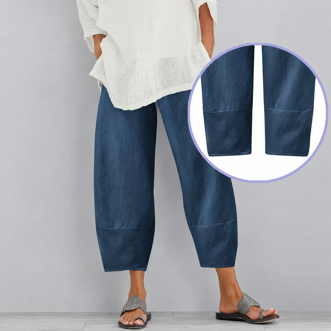 Clara | Losvallende Linnen Broek voor Dames – Blauw