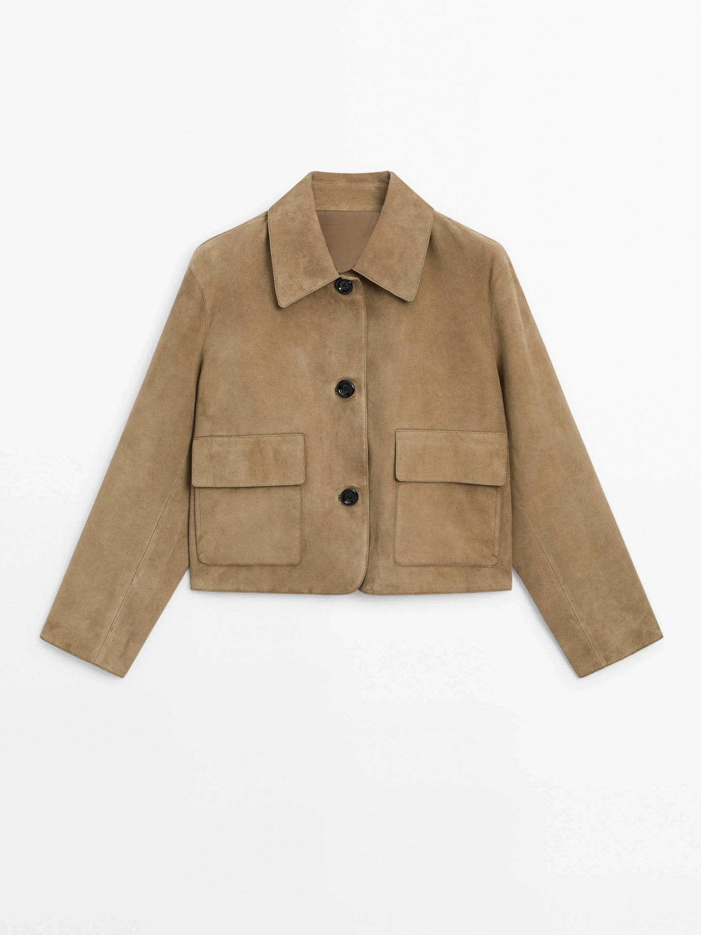 Getailleerde Dames Jas met Suede Look en Korte Pasvorm