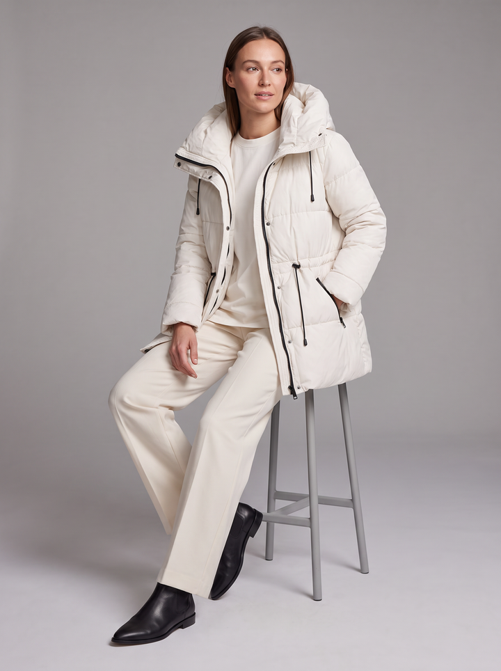 Gewatteerde Dames Winterparka met Capuchon en Tunnelkoord