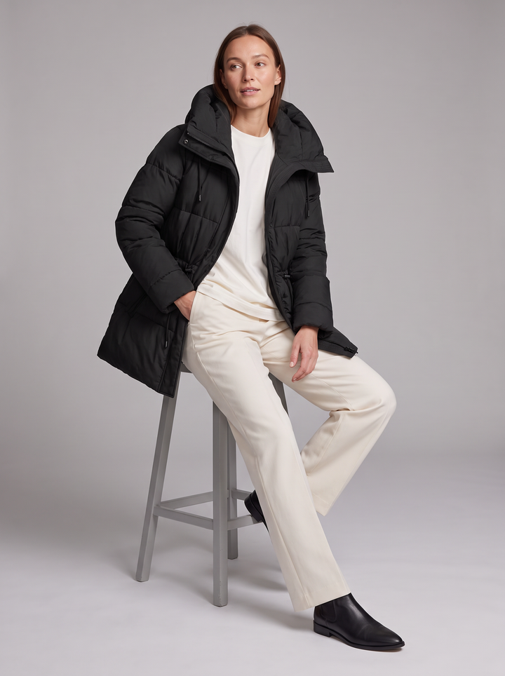 Gewatteerde Dames Winterparka met Capuchon en Tunnelkoord