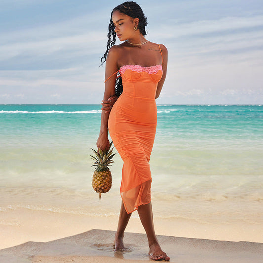 Santie | Mesh Strapless Bodycon Strandjurk