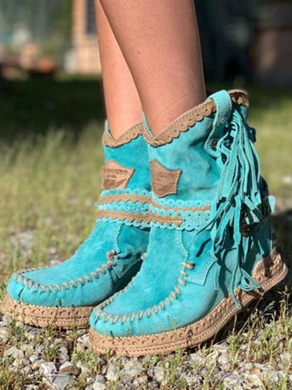 Liliana | Boho Cowboy Enkelboots met Speelse Fringes