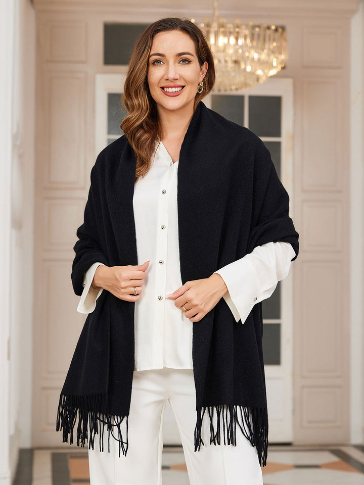 Elegant Soft Women's Wool Scarf with Fringes