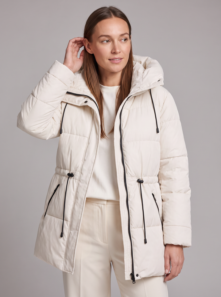 Gewatteerde Dames Winterparka met Capuchon en Tunnelkoord