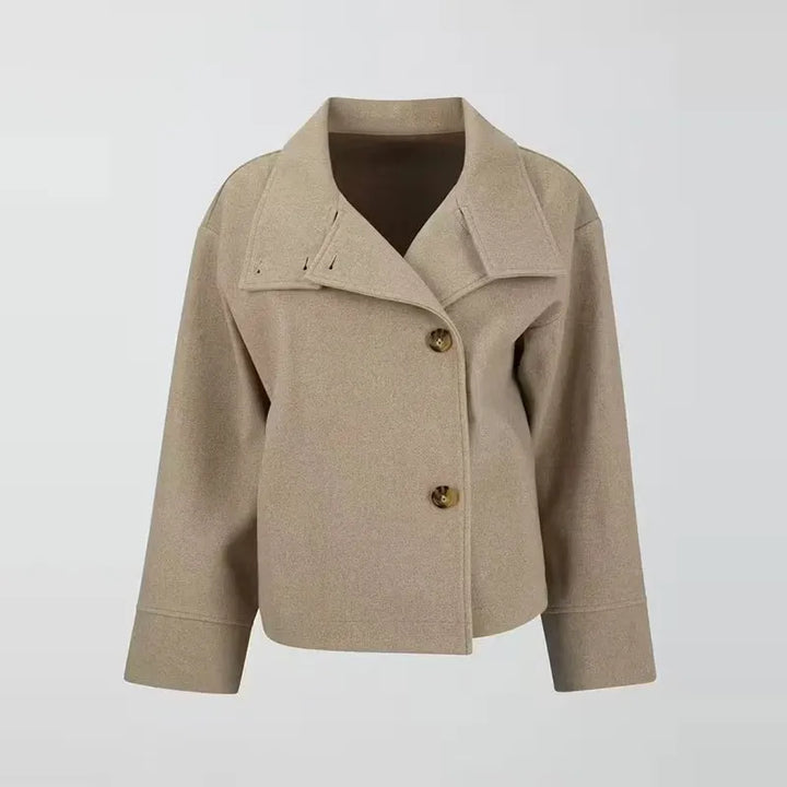Trendy Women's Winter Peacoat with Collar and Short Length