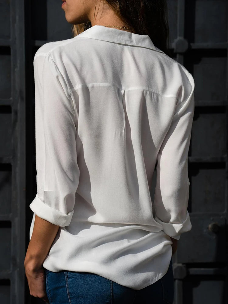 Elegante Luchtige Dames Blouse Met Lange Mouwen