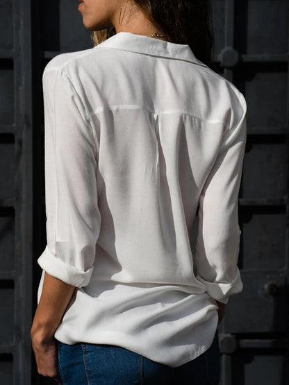 Elegante Luchtige Dames Blouse Met Lange Mouwen