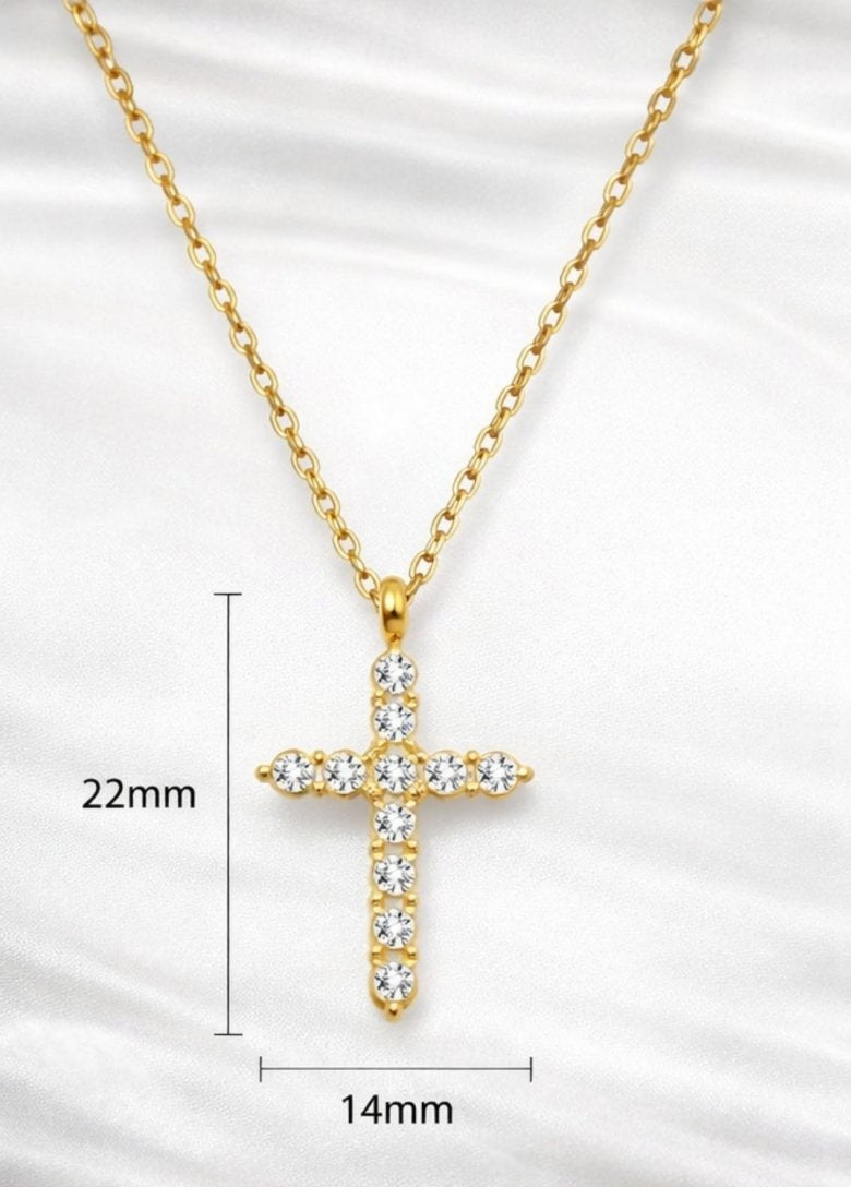 Luksusowy naszyjnik damski z krzyżem i detalami z cyrkonii