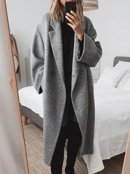 Oversized Stijlvolle Dames Maxi Winterjas met Dubbele Knopen